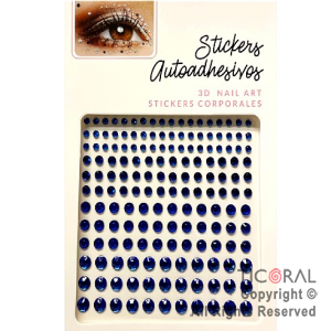 STICKERS STRASS AUTOADHESIVOS CIRCULOS FACETADOS AZUL X 12 PLANCHAS